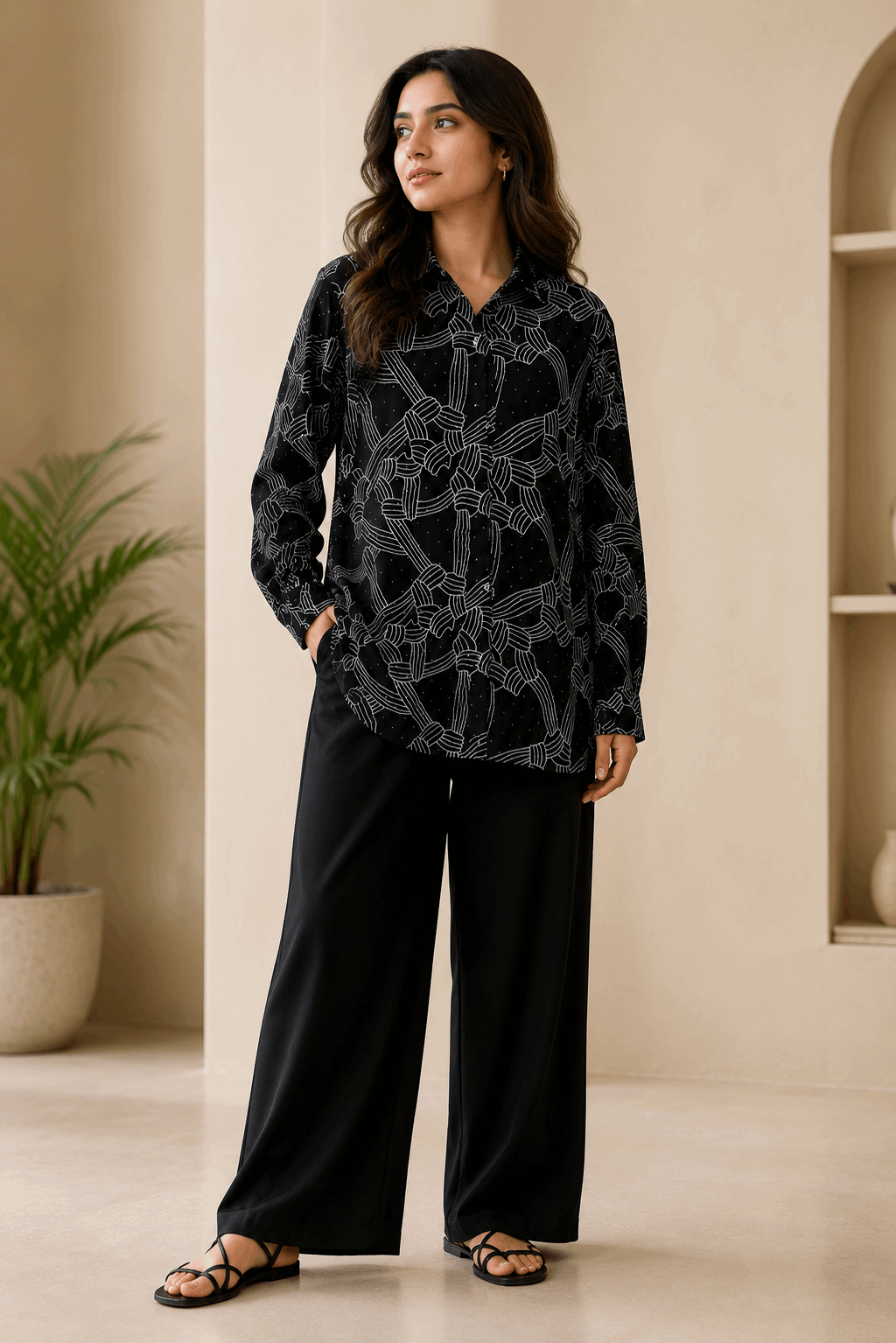 Black Abstract Printed Shirt