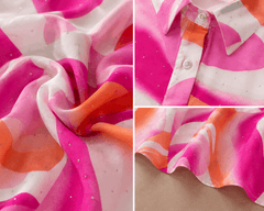Pink Abstract Printed Flared Shirt