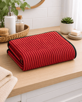 Classic Cotton Linear Bath Towel in Red