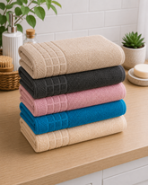 Cotton Hand Towel Waffle Border Set of 2