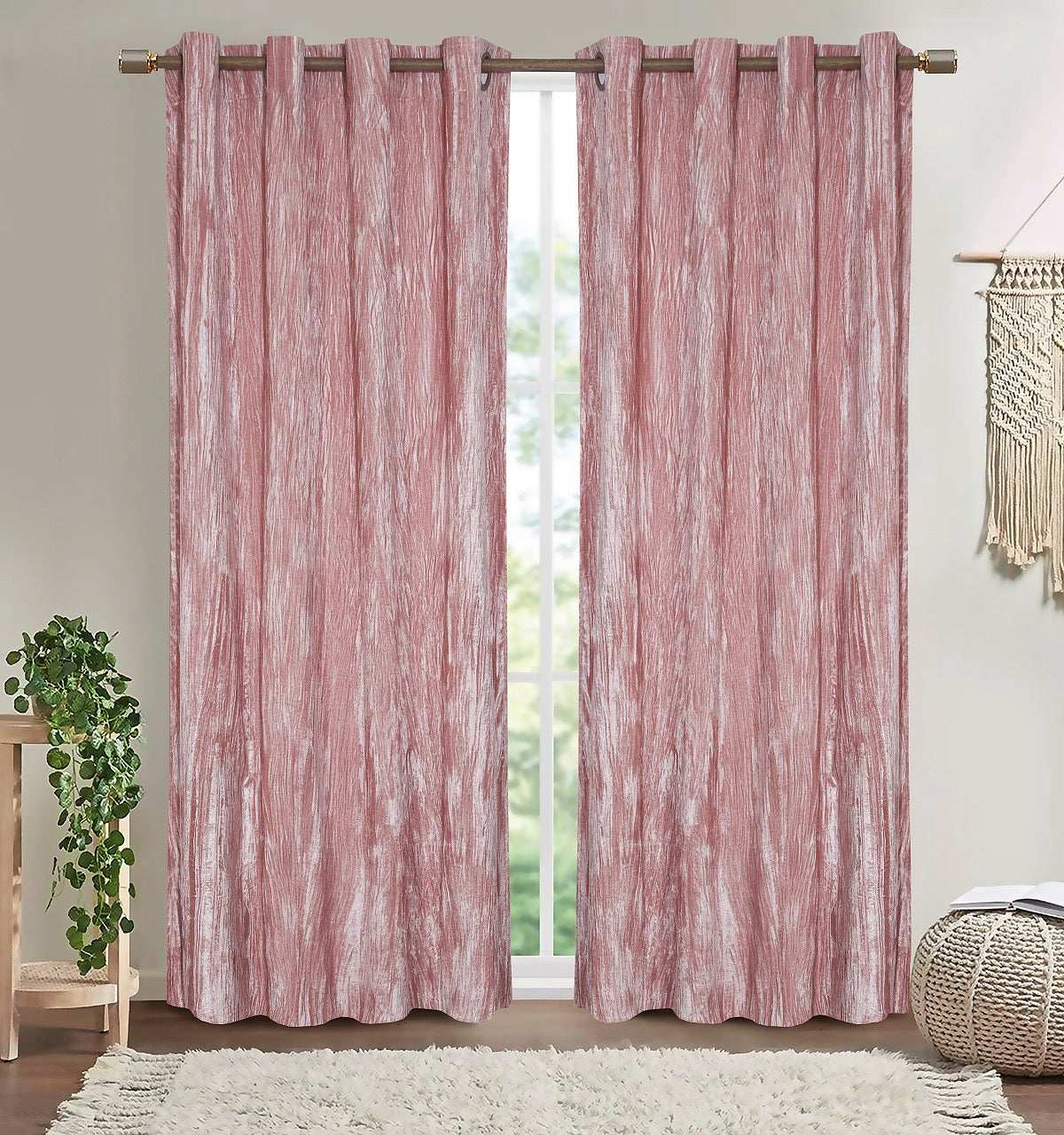 Texture Velvet Curtains Pack of 2  Design 067