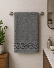 Premium Cotton Bath Towel with Geometric Border