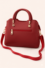 Modern Red Satchel with Detachable Mini Pouch