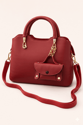 Modern Red Satchel with Detachable Mini Pouch