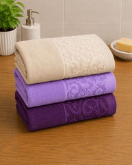 Jauqard Dyed Cotton Hand Towel (Pack of 2)
