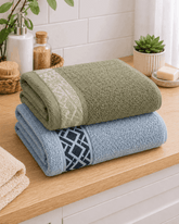 Premium Cotton Bath Towel with Geometric Border