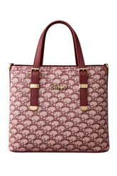 Chloé "D" Patterned Tote Bag with Deep Plum Accents