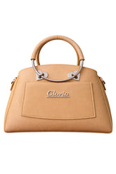Gloria Heart-Accent Camel Brown Top-Handle Handbag
