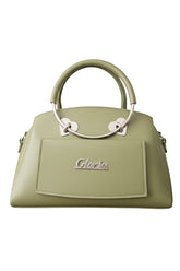 Gloria Heart-Accent Green Top-Handle Handbag