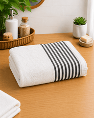 White Zero Twist Stripe Bath Towel
