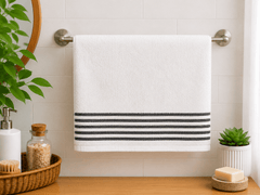 White Zero Twist Stripe Bath Towel