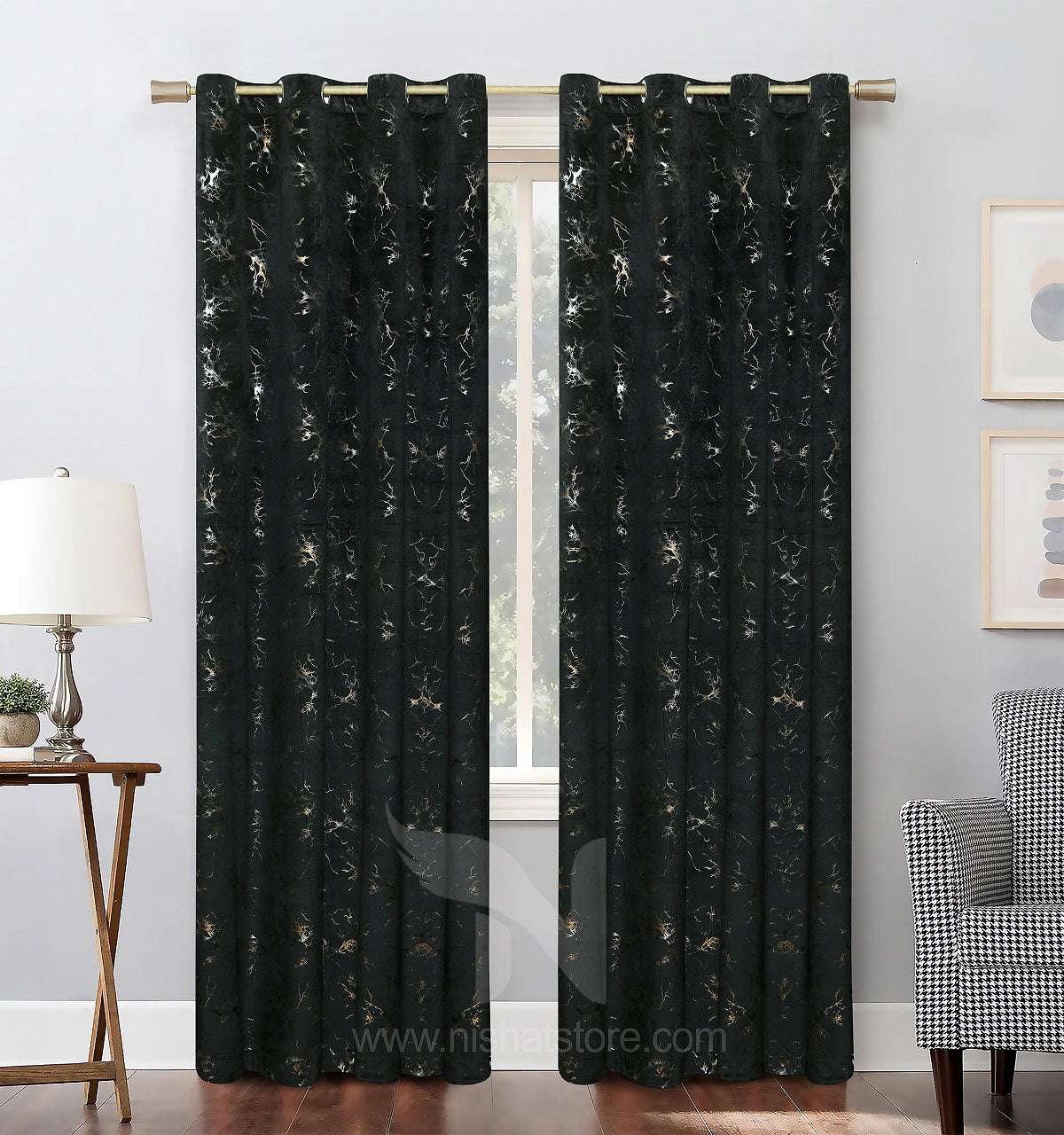 Texture Velvet Curtains Pack of 2 Design # 078