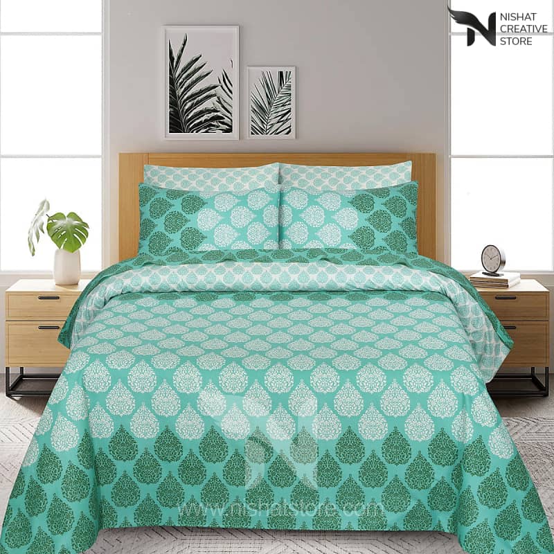 Floral Reversible Cotton Quilt Cover Set 6 Pcs Designs 183 - Nishat Creative Store