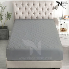 Gray Quilted Waterproof Mattress Protector - Nishat Creative Store
