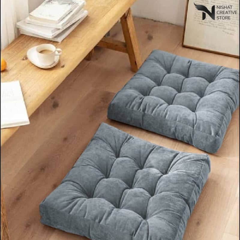 Grey Square Velvet Floor Cushion Design 120 - Nishat Creative Store