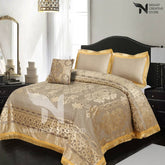 Heavy Palachi & Leather Bed Sheet Set – 4 Pcs Design Code 534 - Nishat Creative Store