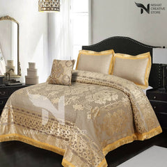Heavy Palachi & Leather Bed Sheet Set – 4 Pcs Design Code 534 - Nishat Creative Store