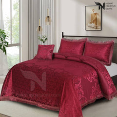 Heavy Palachi & Leather Bed Sheet Set – 4 Pcs Design Code 548 - Nishat Creative Store