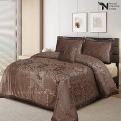 Heavy Palachi & Leather Bed Sheet Set – 4 Pcs Design Code 551 - Nishat Creative Store