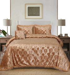 Heavy Palachi & Leather Bed Sheet Set – 4 Pcs Design Code 552 - Nishat Creative Store