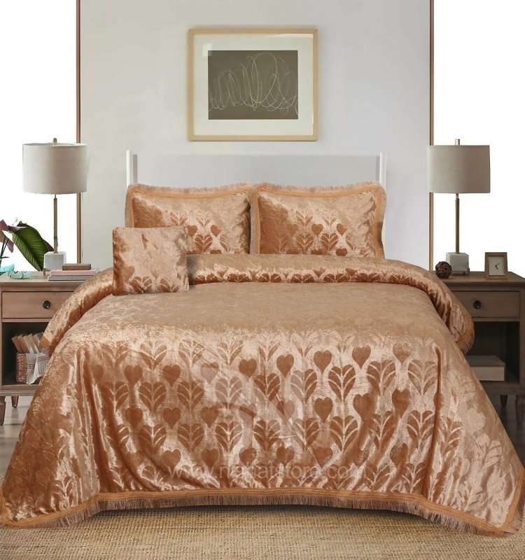 Heavy Palachi & Leather Bed Sheet Set – 4 Pcs Design Code 552 - Nishat Creative Store
