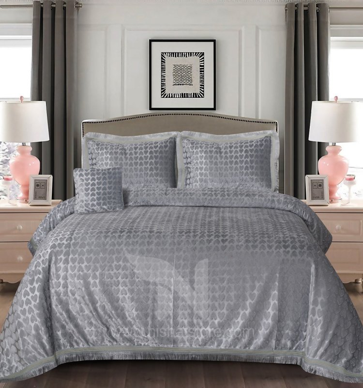 Heavy Palachi & Leather Bed Sheet Set – 4 Pcs Design Code 553 - Nishat Creative Store