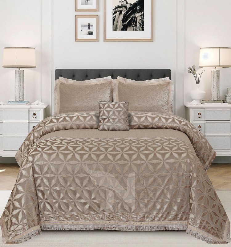 Heavy Palachi & Leather Bed Sheet Set – 4 Pcs Design Code 554 - Nishat Creative Store