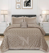 Heavy Palachi & Leather Bed Sheet Set – 4 Pcs Design Code 554 - Nishat Creative Store