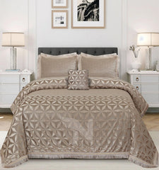 Heavy Palachi & Leather Bed Sheet Set – 4 Pcs Design Code 554 - Nishat Creative Store