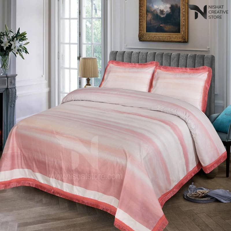 Heavy Velvet & Leather Bed Sheet Set – 3 Pcs Design Code 545 - Nishat Creative Store