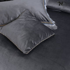 Heavy Velvet & Leather Bed Sheet Set – 4 Pcs Design Code 536 - Nishat Creative Store