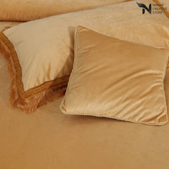 Heavy Velvet & Leather Bed Sheet Set – 4 Pcs Design Code 537 - Nishat Creative Store