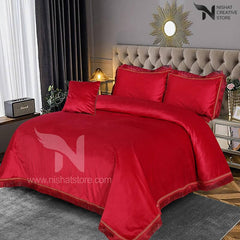 Heavy Velvet & Leather Bed Sheet Set – 4 Pcs Design Code 539 - Nishat Creative Store