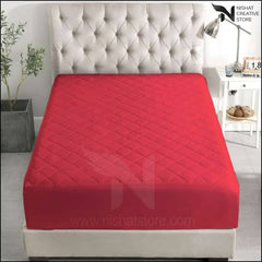 Red Quilted Waterproof Mattress Protector - Nishat Creative Store
