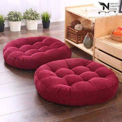 Red Round Floor Cushion Velvet Design 125 - Nishat Creative Store