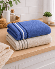 Premium Cotton Bath Towel with Stripe Border