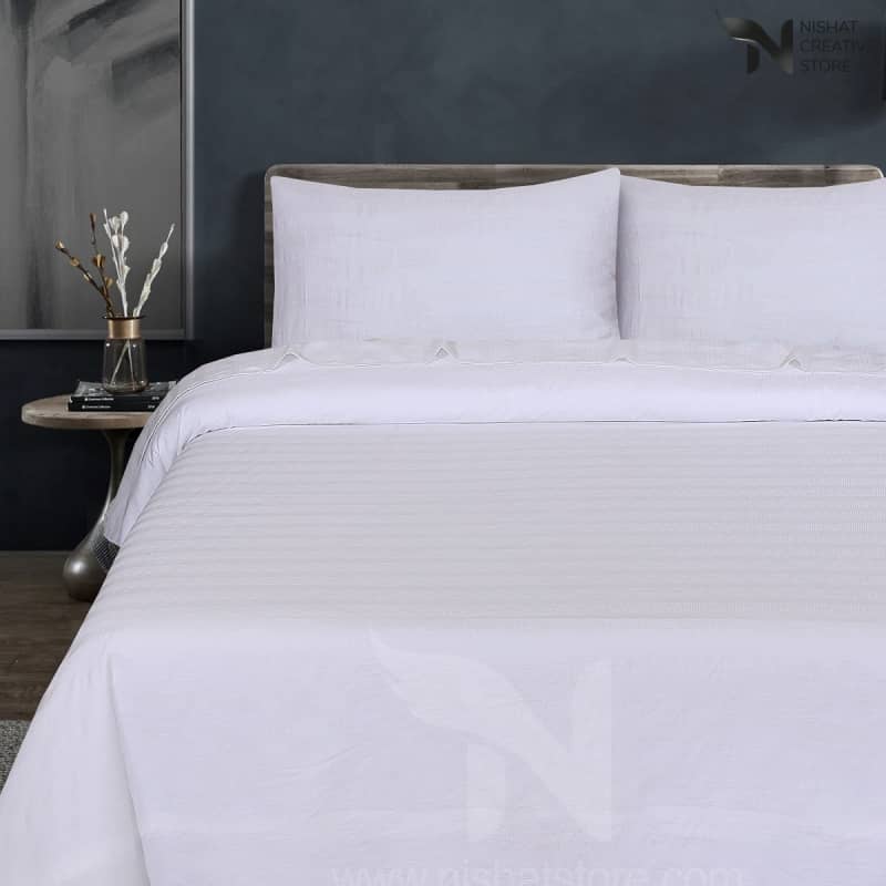 Self Stripe Cotton Quilt Cover Set 8 Pcs Designs 176 - Nishat Creative Store