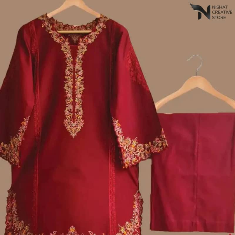 STITCHED 2pc cotton lawn suit D#01 - Nishat Creative Store