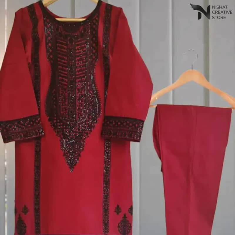STITCHED 2pc cotton lawn suit D#02 - Nishat Creative Store