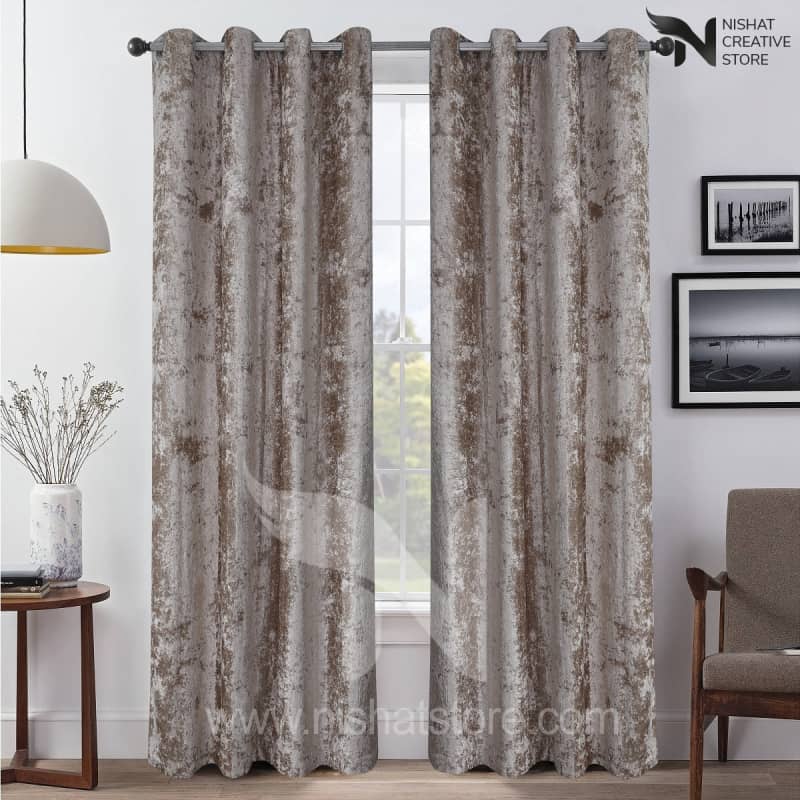 Texture Velvet Curtains Pack of 2 Design 040 - Nishat Creative Store