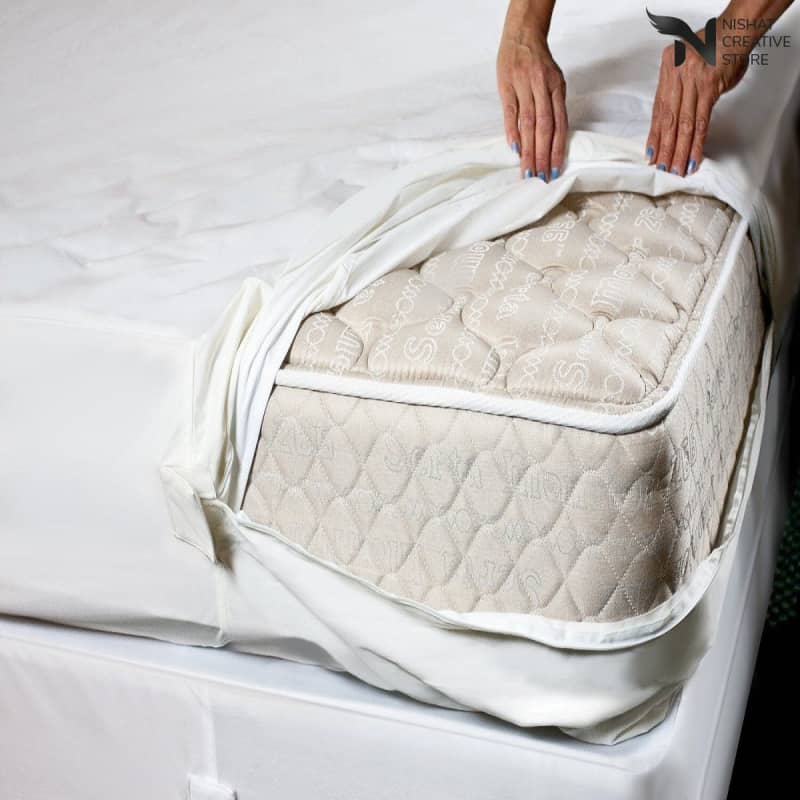 White Waterproof Mattress Zipper Cover - Nishat Creative Store