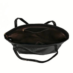 1pc Stylish Black Crocodile Print PU