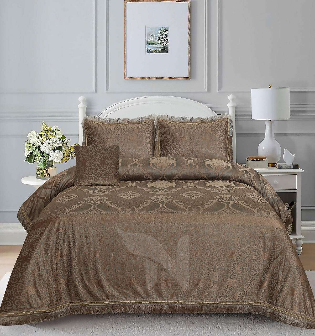 Heavy Palachi Bed Sheet Set 4 Pcs Design# 555