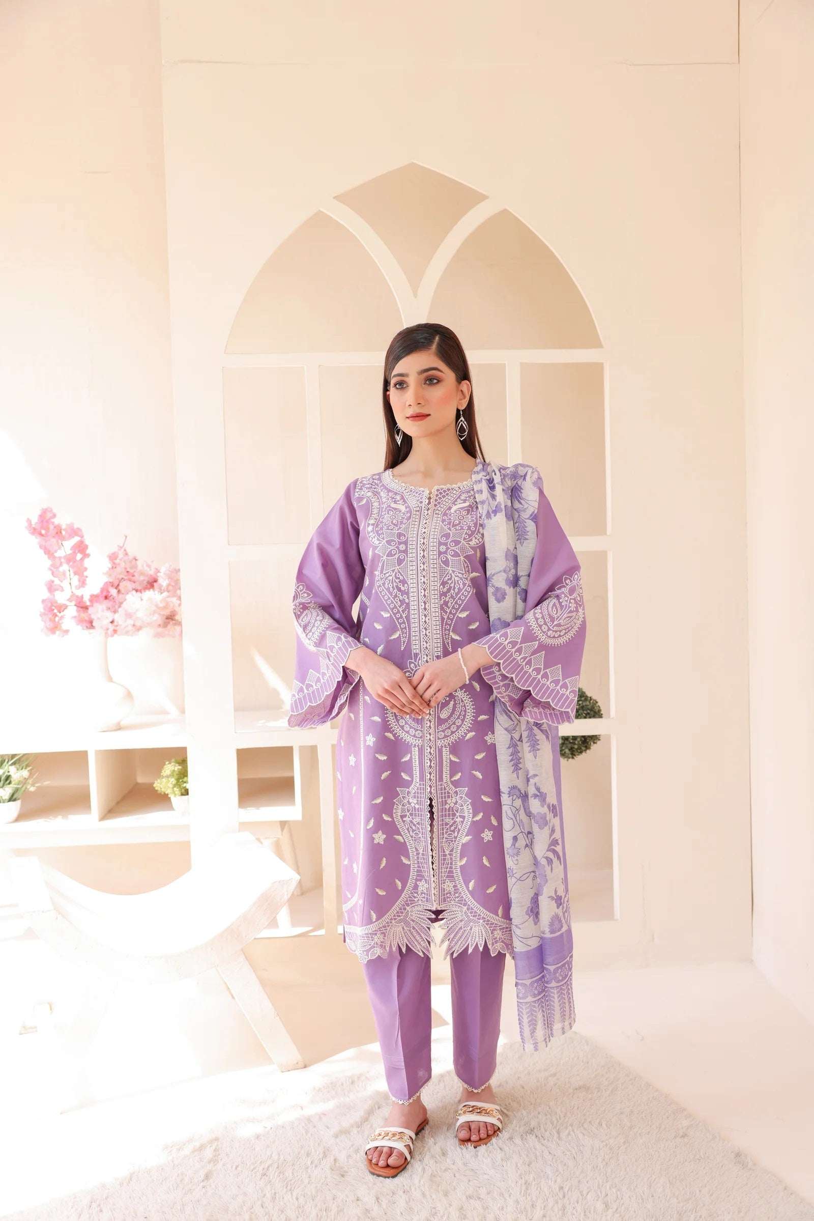 3 Piece – Embroidered Cotton Suit # 12
