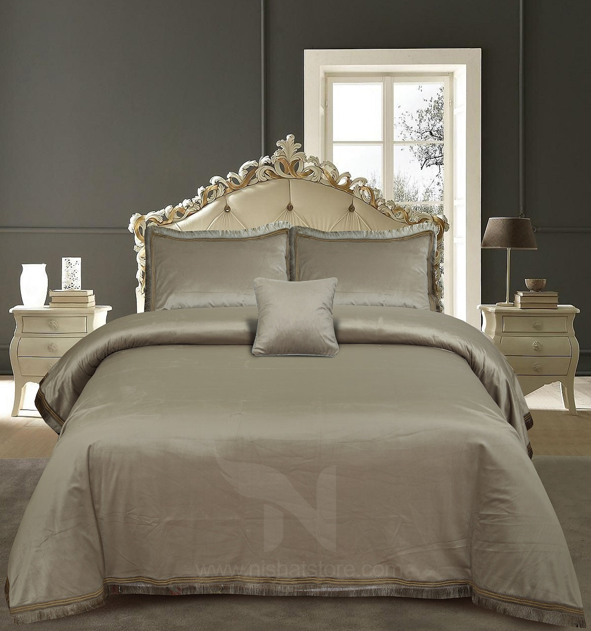 Heavy Velvet & Leather Bed Sheet Set – 4 Pcs Design Code 563