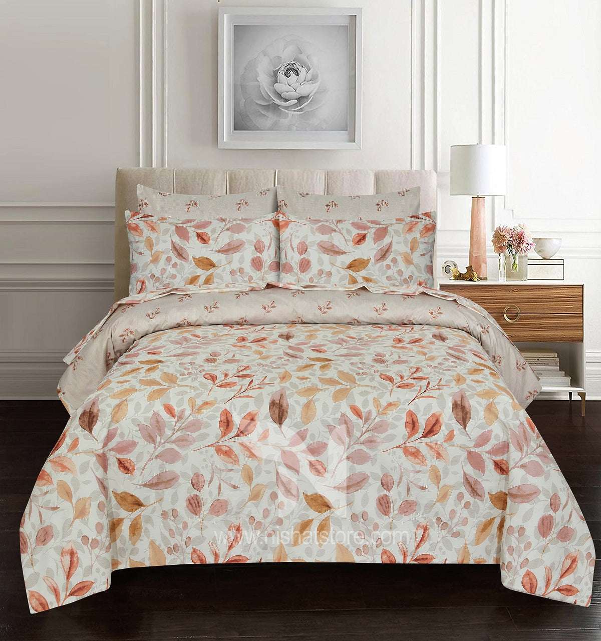 Floral Reversible Cotton Quilt Cover 6 Pcs Design #206