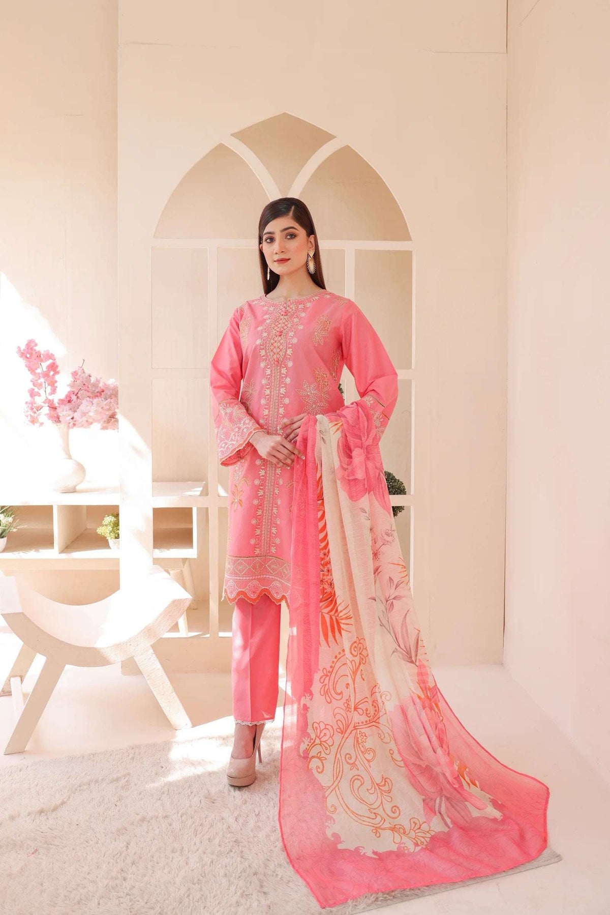 3 Piece – Embroidered Cotton Suit # 15