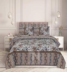 Floral Reversible Cotton Quilt Cover 6 Pcs Design #208