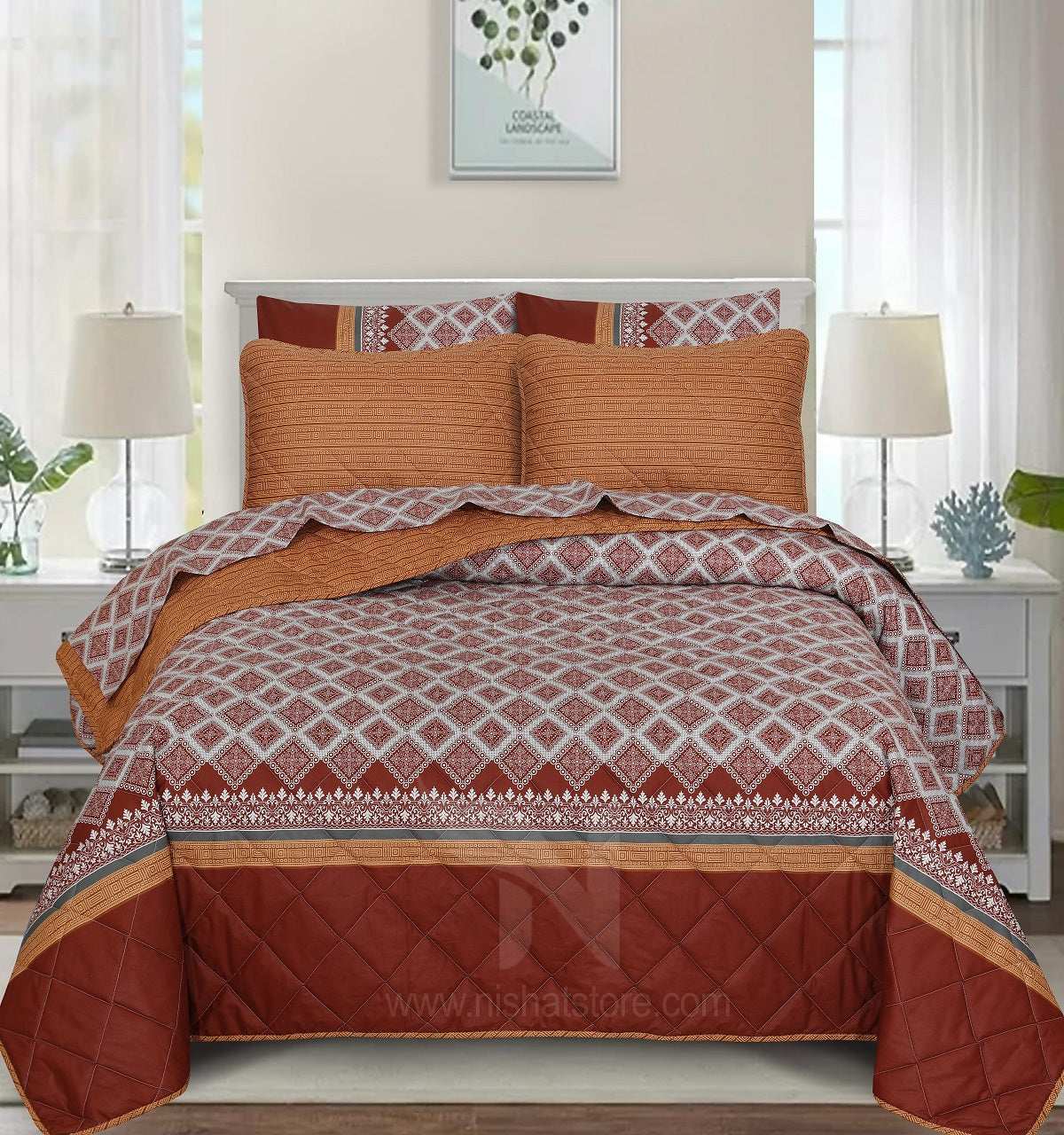 Quilted Comforter Set 6 Pcs Design 968