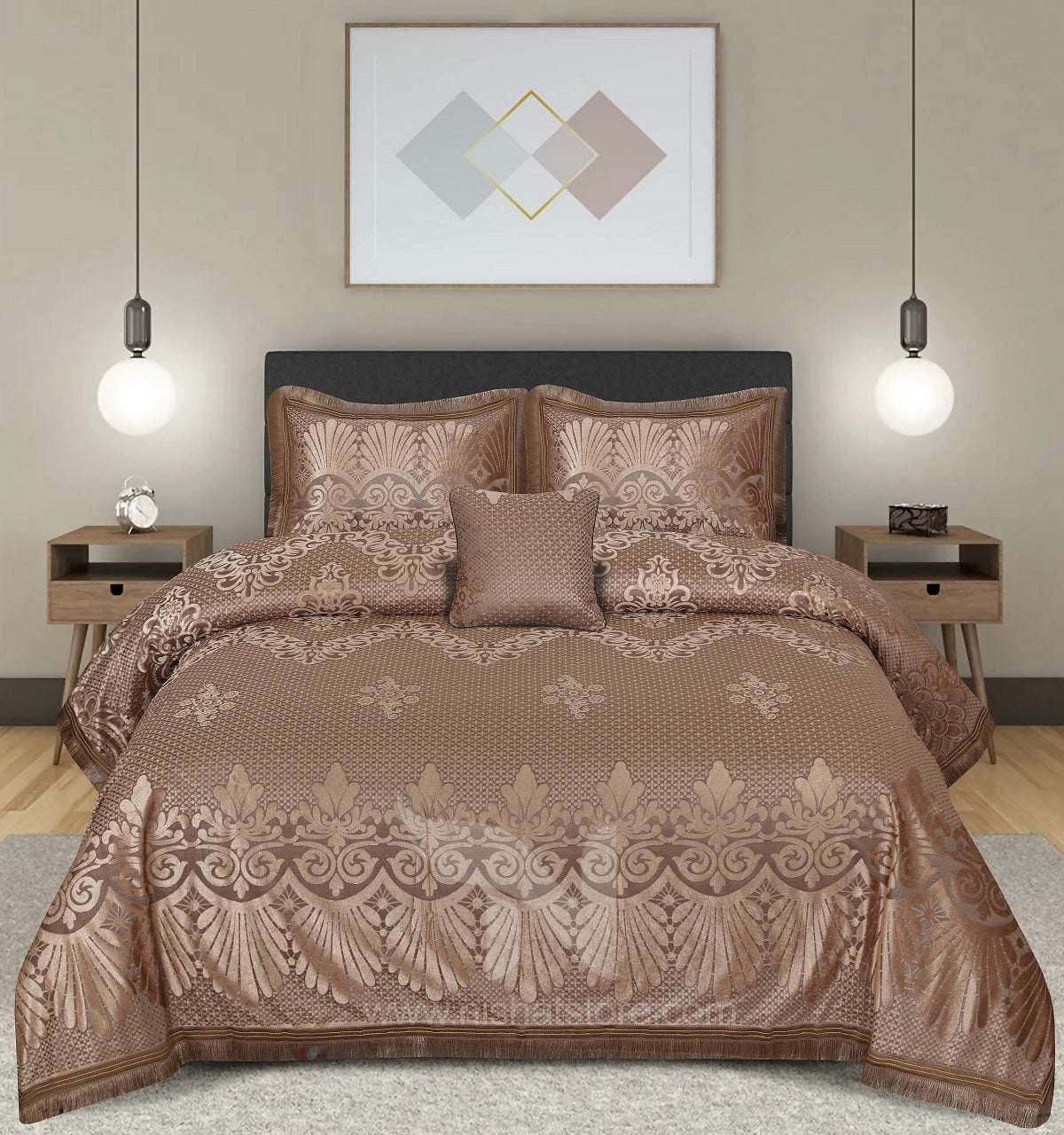 Palachi Velvet & Leather Bed Sheet Set – 4 Pcs Design Code 568